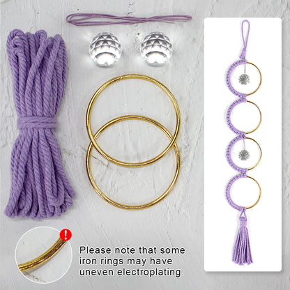 1Set DIY Semicircle Crystal Sun Catcher Macrame Kit | Polyester Fiber Home & Courtyard Decor Creative Gift for Friends