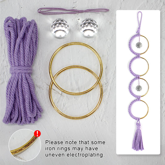 1Set DIY Semicircle Crystal Sun Catcher Macrame Kit | Polyester Fiber Home & Courtyard Decor Creative Gift for Friends