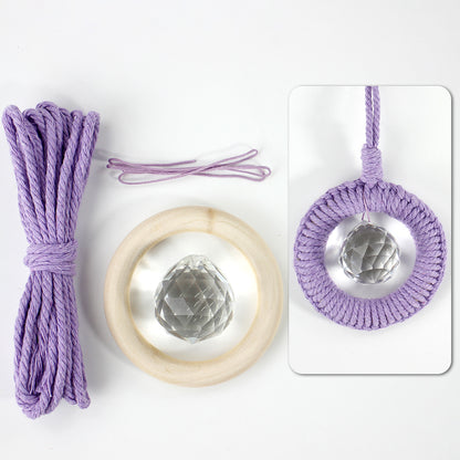 1 Set Round Crystal Car Hanging DIY Weaving Kit | Polyester Fiber Beginner-Friendly Shining Car & Home Decoration