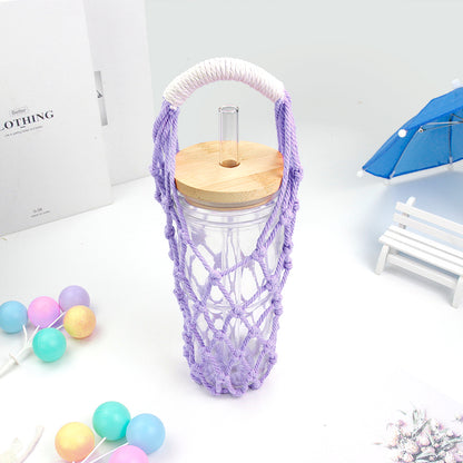 Hollow Cup Sleeve Weaving Kit Macrame Kit | 2-Color Weaving | Multi-Cup Fit | Anti-Chafing | DIY Gift| Beginner-Friendly