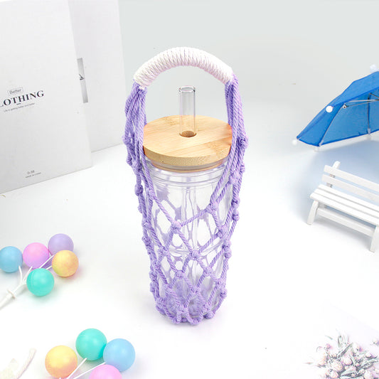 Hollow Cup Sleeve Weaving Kit Macrame Kit | 2-Color Weaving | Multi-Cup Fit | Anti-Chafing | DIY Gift| Beginner-Friendly