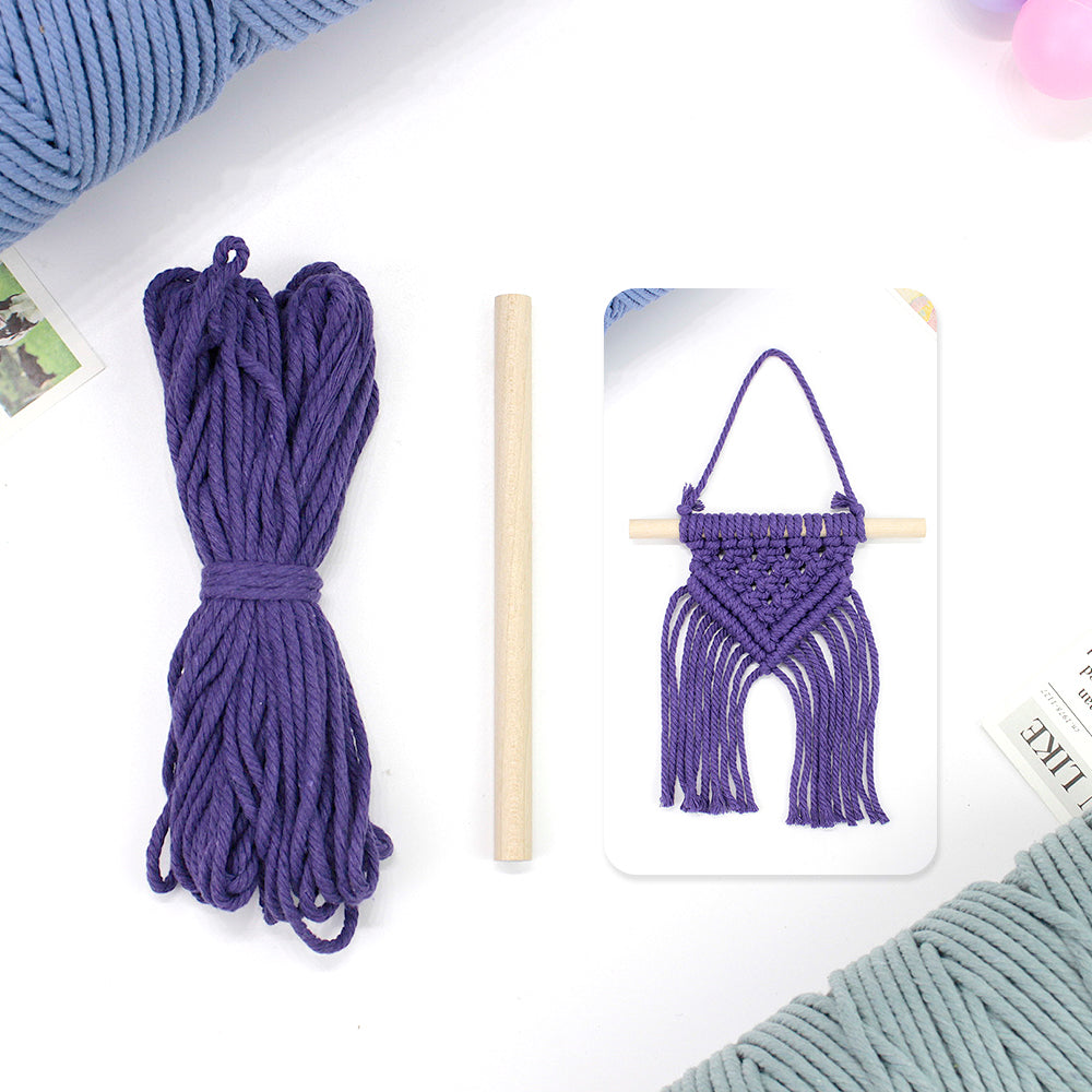 Macrame Kit Dopamine Mini Tapestry Weaving Kit | Triangle Body+Bottom Fringes | Multi-Color Option | Bedroom/Living Room Decor | Beginner-Friendly