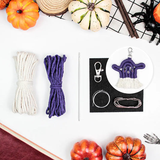 Macrame Kit for Beginners, Boho Halloween Ghost Hanging DIY Kit, Decor Gift