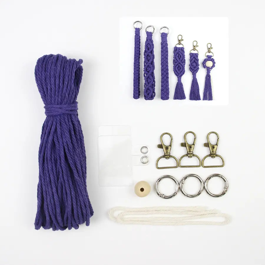 Macrame Kit for Beginners, Boho 6‑Pcs Keychain DIY Kit, Mixed‑Style Handmade Gift