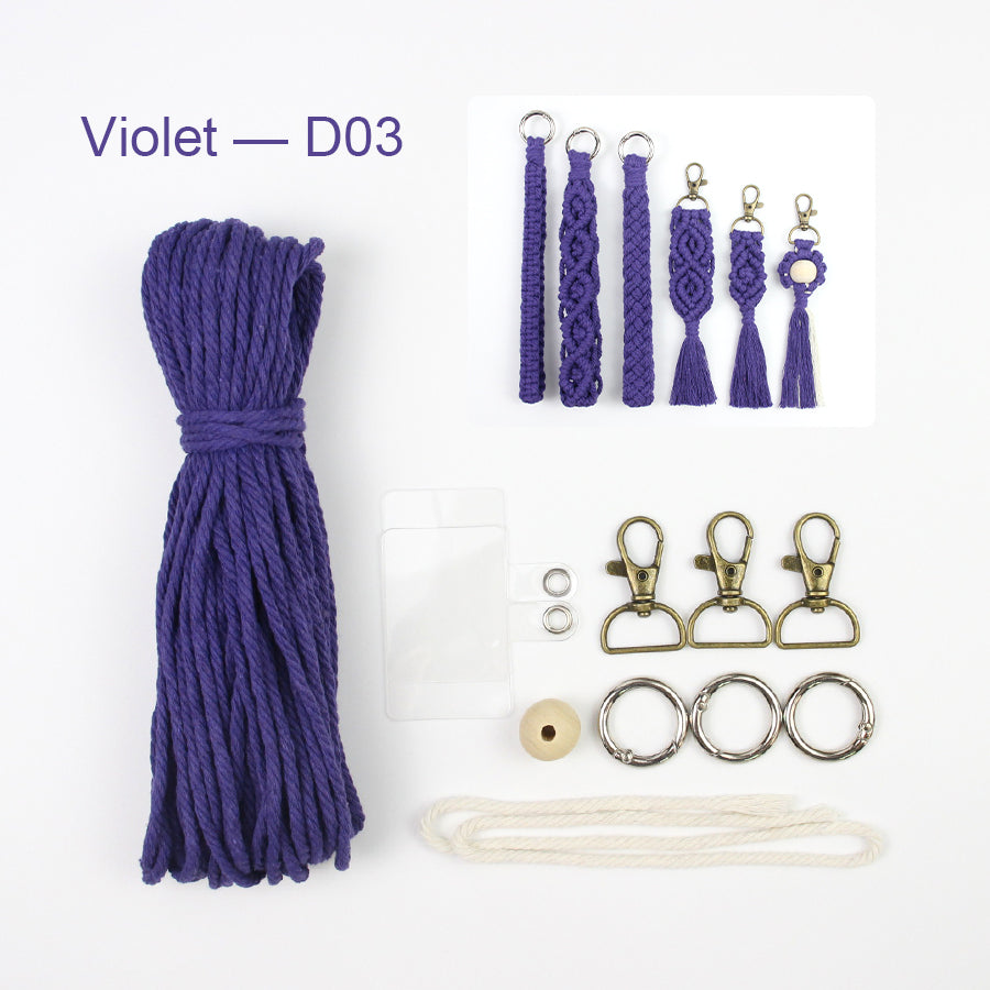 6-Piece Keychain Macrame DIY Kit - Handmade Weaving Supplies with English Tutorial | Craft Set for Multiple Keychains