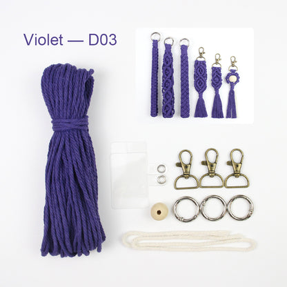6-Piece Keychain Macrame DIY Kit - Handmade Weaving Supplies with English Tutorial | Craft Set for Multiple Keychains