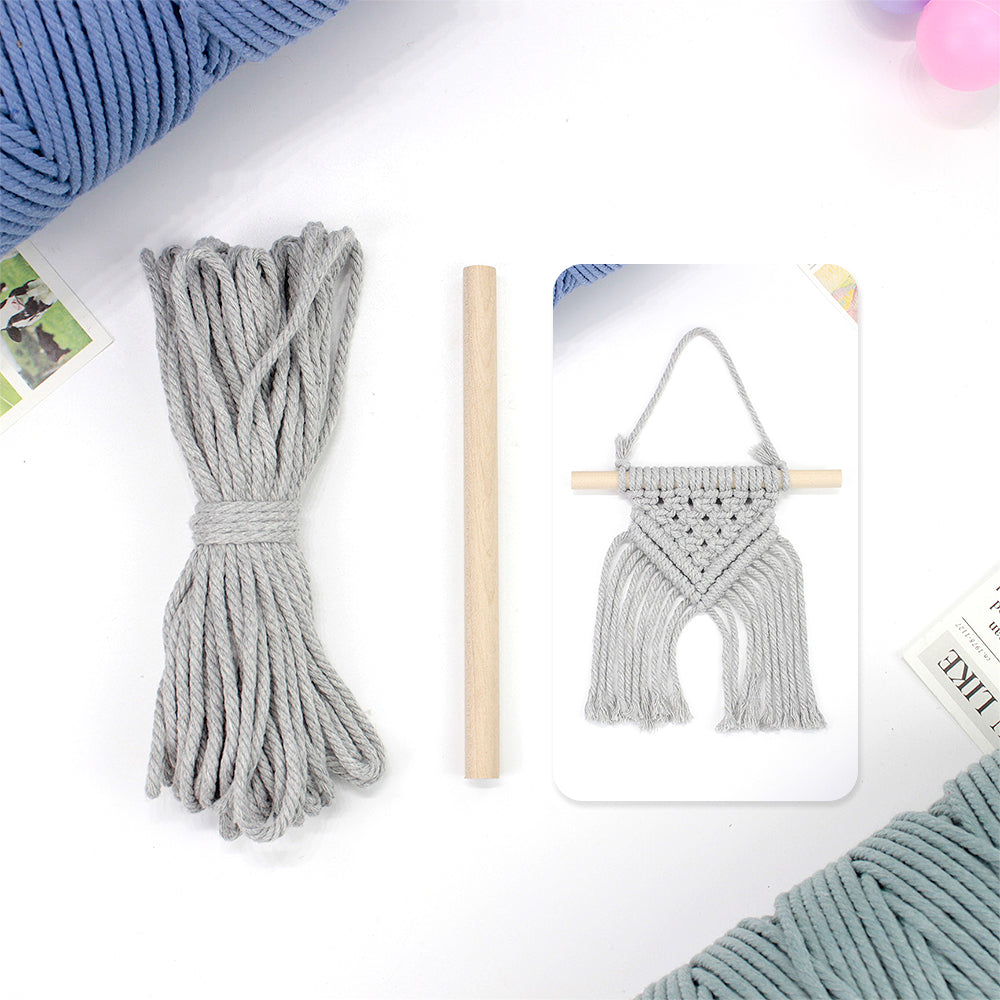 Macrame Kit Dopamine Mini Tapestry Weaving Kit | Triangle Body+Bottom Fringes | Multi-Color Option | Bedroom/Living Room Decor | Beginner-Friendly