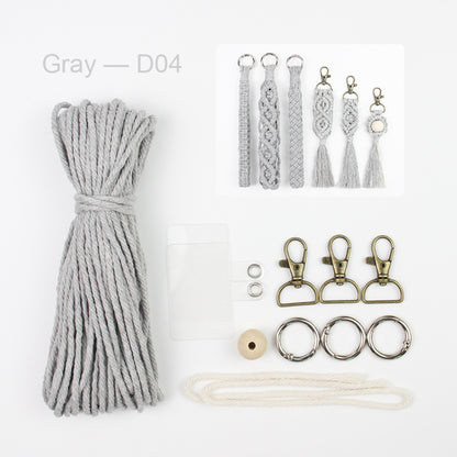 6-Piece Keychain Macrame DIY Kit - Handmade Weaving Supplies with English Tutorial | Craft Set for Multiple Keychains