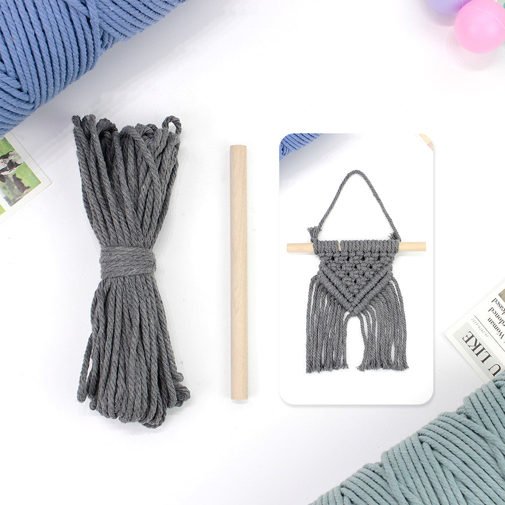 Macrame Kit Dopamine Mini Tapestry Weaving Kit | Triangle Body+Bottom Fringes | Multi-Color Option | Bedroom/Living Room Decor | Beginner-Friendly