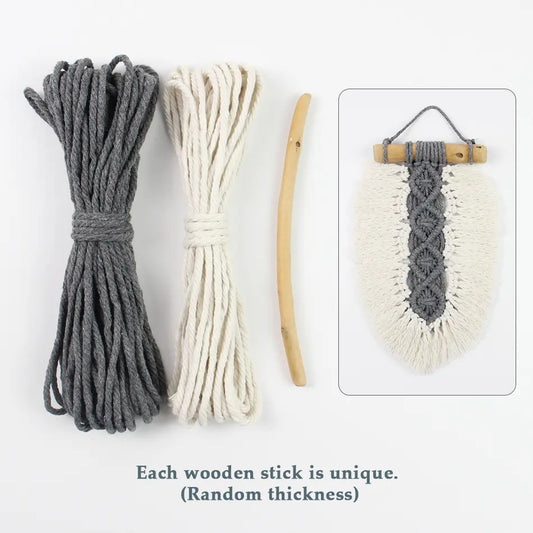 Macrame Kit for Beginners, Boho Single‑Leaf Tapestry DIY Kit, Vintage Wall Hanging Decor