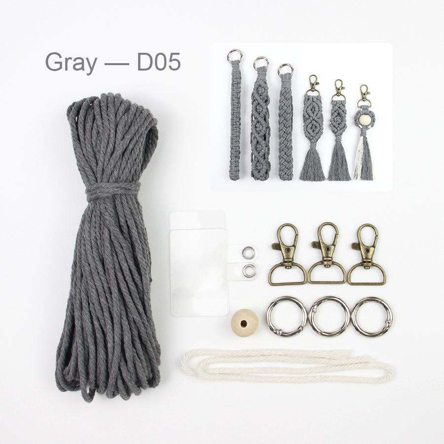 6-Piece Keychain Macrame DIY Kit - Handmade Weaving Supplies with English Tutorial | Craft Set for Multiple Keychains