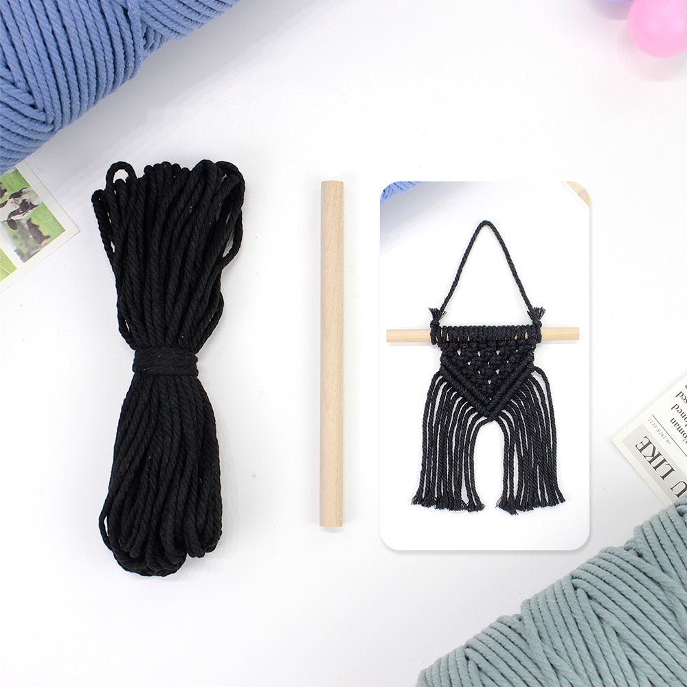 Macrame Kit Dopamine Mini Tapestry Weaving Kit | Triangle Body+Bottom Fringes | Multi-Color Option | Bedroom/Living Room Decor | Beginner-Friendly