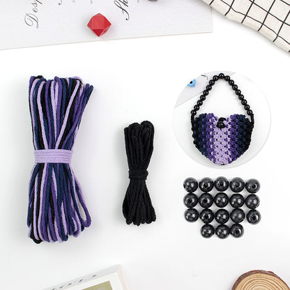 Macrame Kit Heart-Shaped Beaded Tote Weaving Kit | Dopamine Colors | Commute/Outing Use | Beginner-Friendly | DIY Gift