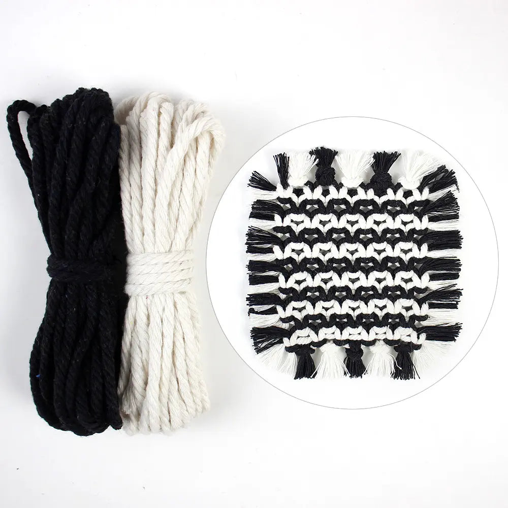 Macrame Kit for Beginners, Boho Square Tassel Coaster DIY Kit, Table Home Decor