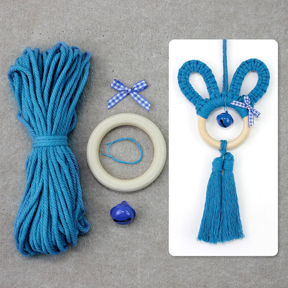 Macrame Kit for Beginners, Boho Rabbit Car Hanging DIY Craft Kit, Vintage Ethnic Ornament Making Set