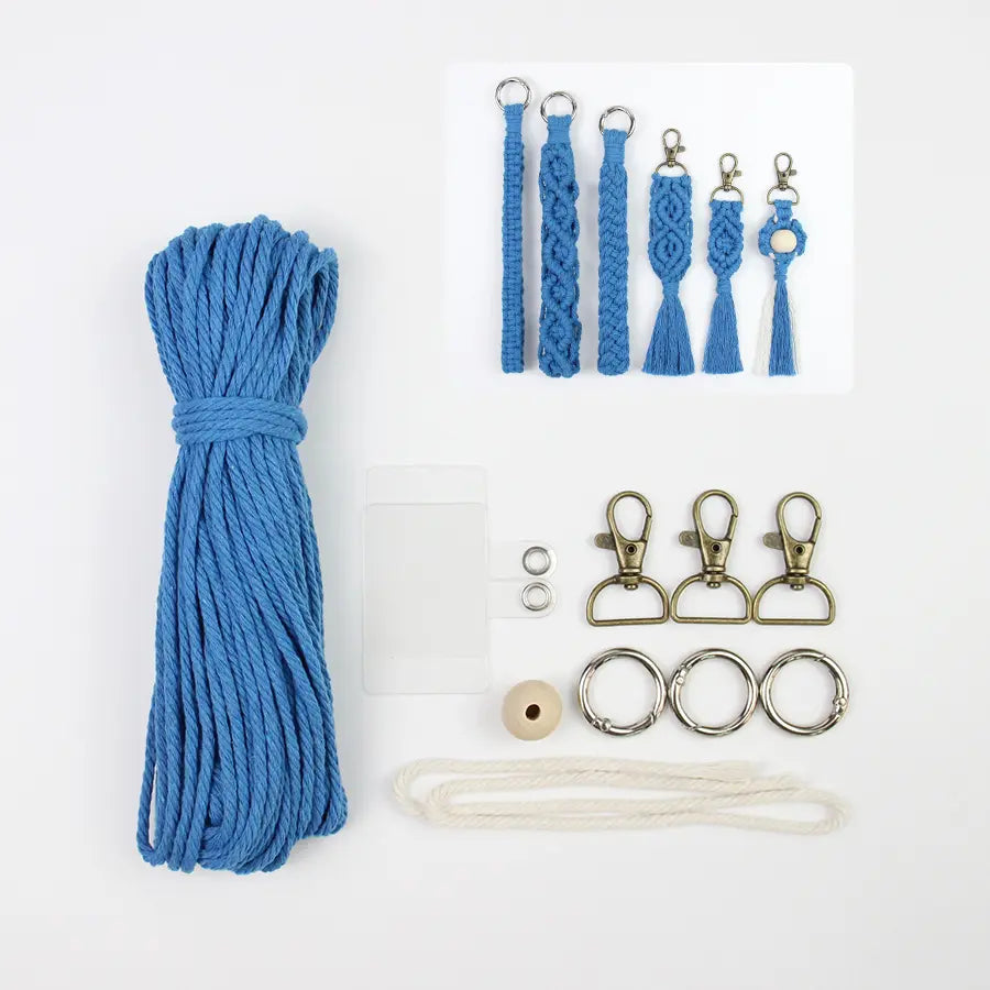 Macrame Kit for Beginners, Boho 6‑Pcs Keychain DIY Kit, Mixed‑Style Handmade Gift