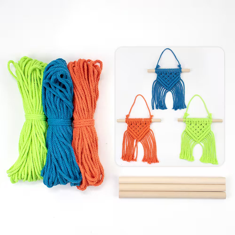 Macrame Kit for Beginners, Boho Mini Wall Hanging 3Pcs DIY Kit for Home Decor & Gifts