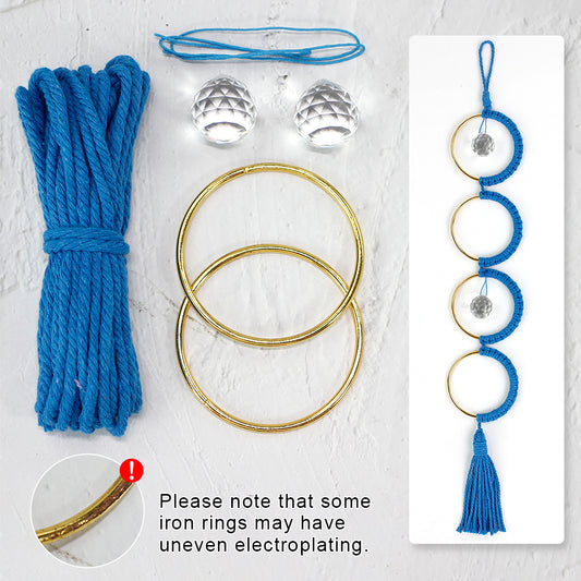 1Set DIY Semicircle Crystal Sun Catcher Macrame Kit | Polyester Fiber Home & Courtyard Decor Creative Gift for Friends