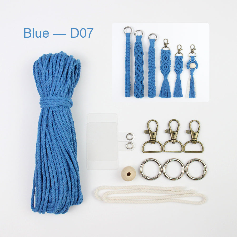 6-Piece Keychain Macrame DIY Kit - Handmade Weaving Supplies with English Tutorial | Craft Set for Multiple Keychains