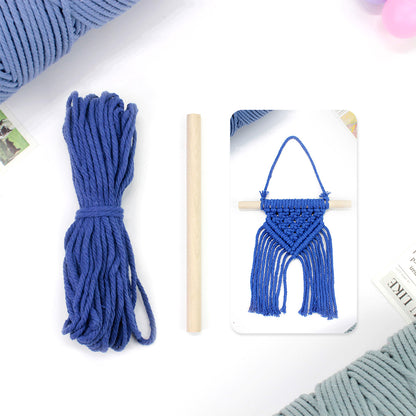 Macrame Kit Dopamine Mini Tapestry Weaving Kit | Triangle Body+Bottom Fringes | Multi-Color Option | Bedroom/Living Room Decor | Beginner-Friendly