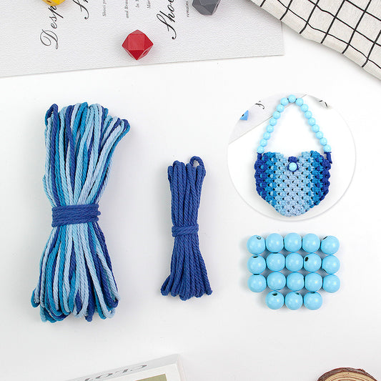 Macrame Kit Heart-Shaped Beaded Tote Weaving Kit | Dopamine Colors | Commute/Outing Use | Beginner-Friendly | DIY Gift