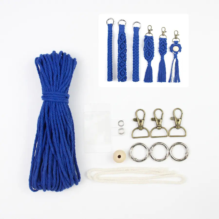 Macrame Kit for Beginners, Boho 6‑Pcs Keychain DIY Kit, Mixed‑Style Handmade Gift