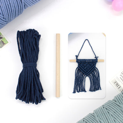 Macrame Kit Dopamine Mini Tapestry Weaving Kit | Triangle Body+Bottom Fringes | Multi-Color Option | Bedroom/Living Room Decor | Beginner-Friendly