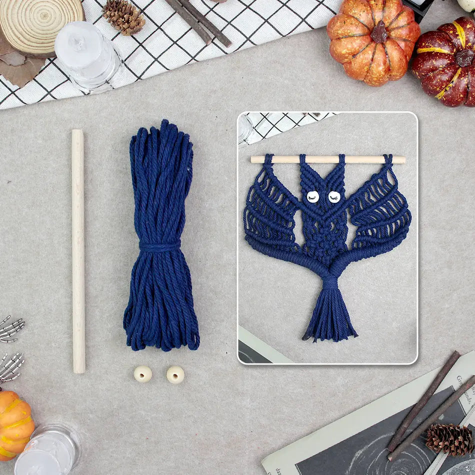 Macrame Kit for Beginners, Boho Halloween Bat Wall Hanging DIY Kit, Decor Gift