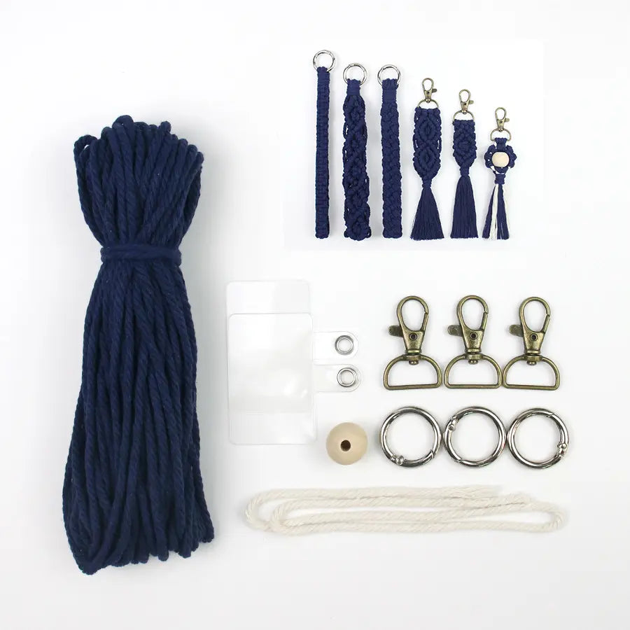 Macrame Kit for Beginners, Boho 6‑Pcs Keychain DIY Kit, Mixed‑Style Handmade Gift