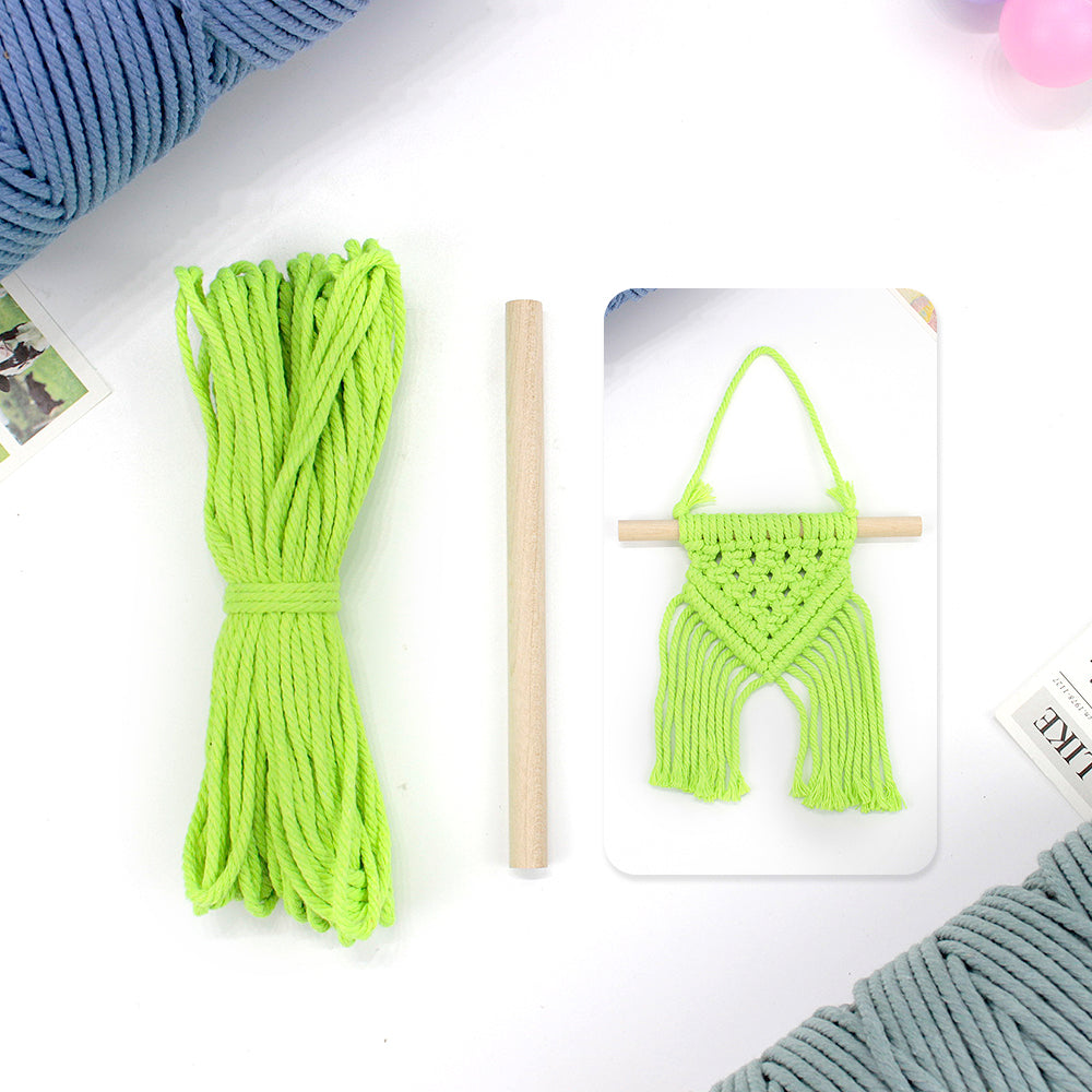 Macrame Kit Dopamine Mini Tapestry Weaving Kit | Triangle Body+Bottom Fringes | Multi-Color Option | Bedroom/Living Room Decor | Beginner-Friendly