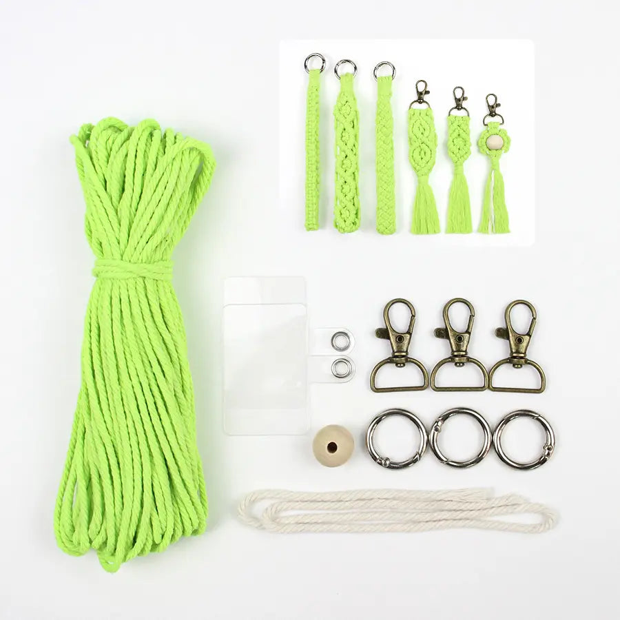 Macrame Kit for Beginners, Boho 6‑Pcs Keychain DIY Kit, Mixed‑Style Handmade Gift