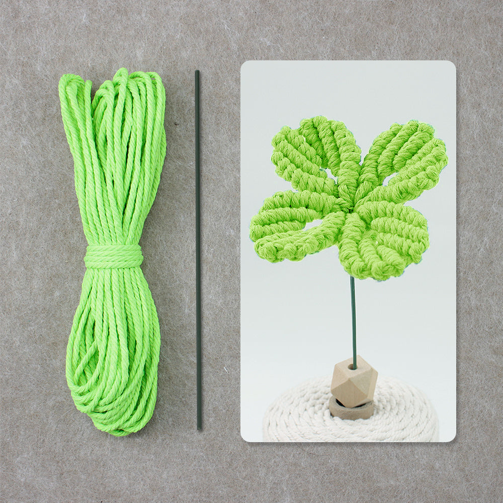 Four-Leaf Clover Macrame DIY Kit - Handmade Weaving Supplies with English Tutorial | Lucky Craft Set