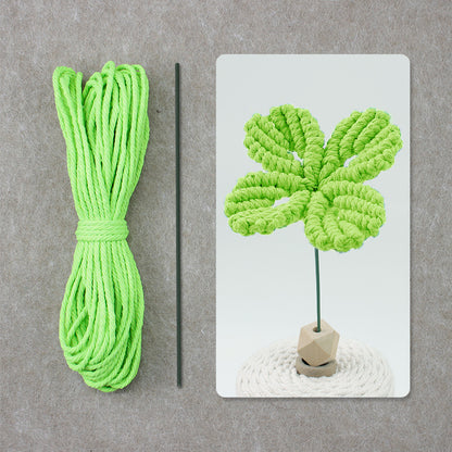 Four-Leaf Clover Macrame DIY Kit - Handmade Weaving Supplies with English Tutorial | Lucky Craft Set