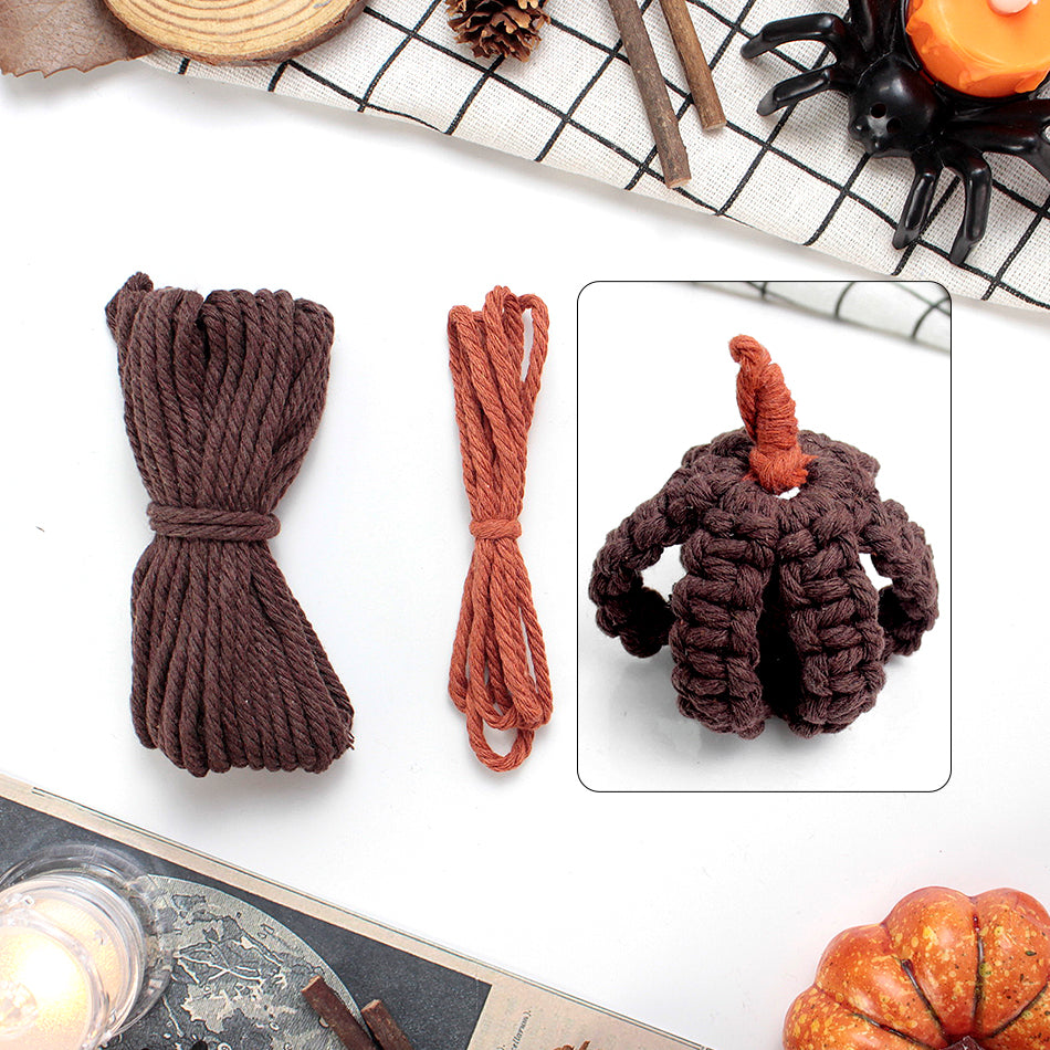 Halloween Pumpkin Macrame DIY Kit - Handmade Weaving Supplies with English Tutorial | Holiday Craft Set
