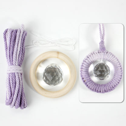 1 Set Round Crystal Car Hanging DIY Weaving Kit | Polyester Fiber Beginner-Friendly Shining Car & Home Decoration