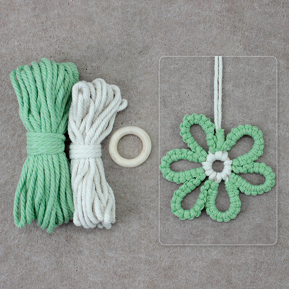 Six-Petal Flower Macrame DIY Kit - Polyester-Cotton Weaving Supplies with English Tutorial | Handmade Craft Set