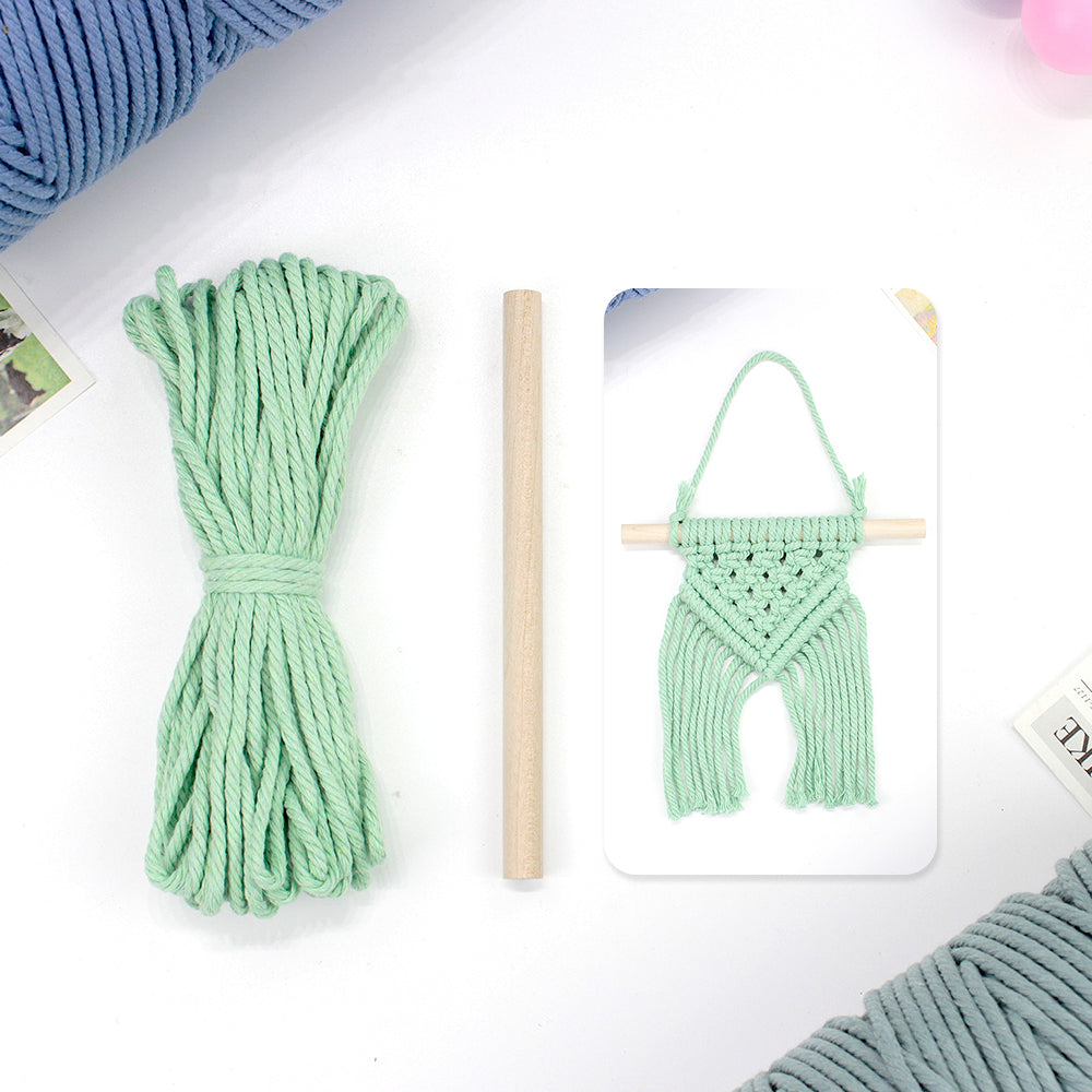 Macrame Kit Dopamine Mini Tapestry Weaving Kit | Triangle Body+Bottom Fringes | Multi-Color Option | Bedroom/Living Room Decor | Beginner-Friendly