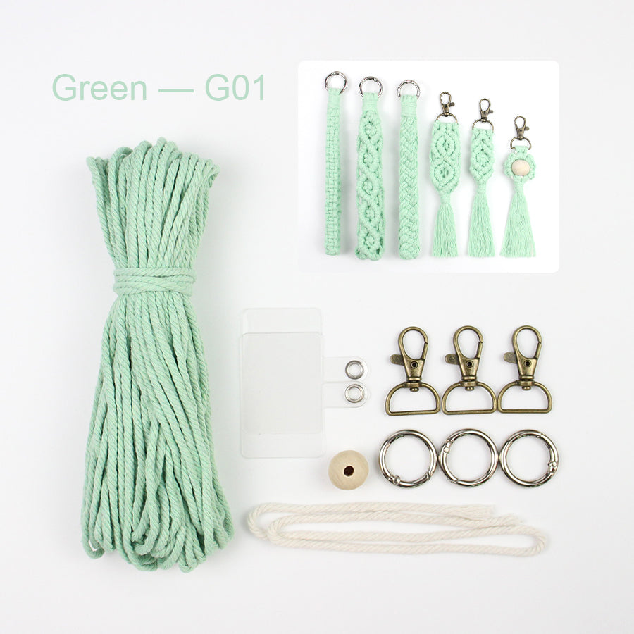 6-Piece Keychain Macrame DIY Kit - Handmade Weaving Supplies with English Tutorial | Craft Set for Multiple Keychains