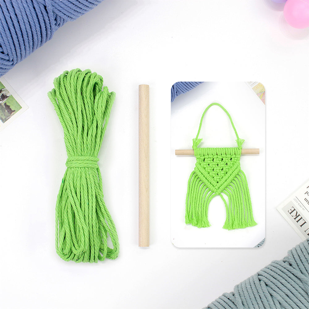 Macrame Kit Dopamine Mini Tapestry Weaving Kit | Triangle Body+Bottom Fringes | Multi-Color Option | Bedroom/Living Room Decor | Beginner-Friendly