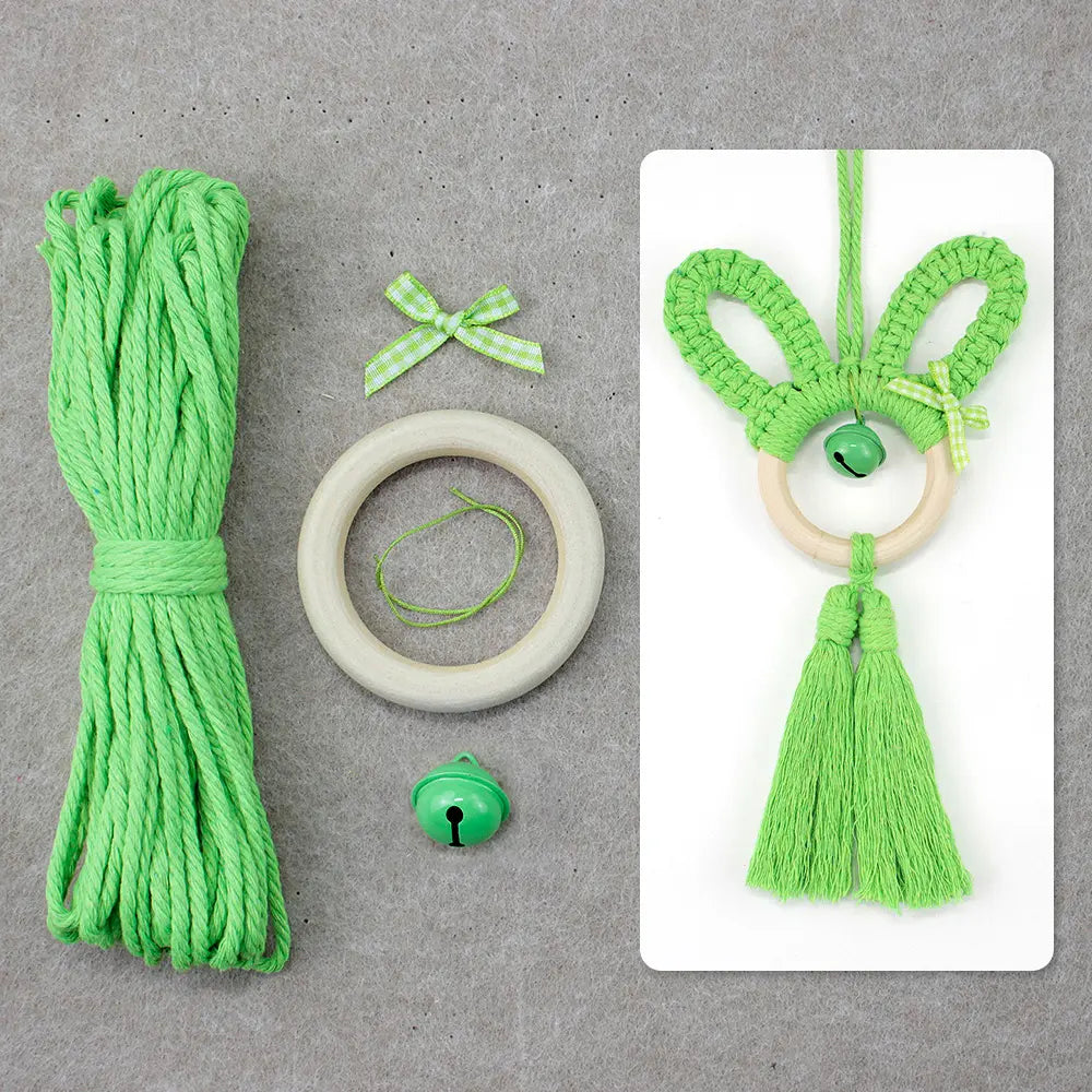 Macrame Kit for Beginners, Boho Rabbit Car Hanging DIY Craft Kit, Vintage Ethnic Ornament Making Set