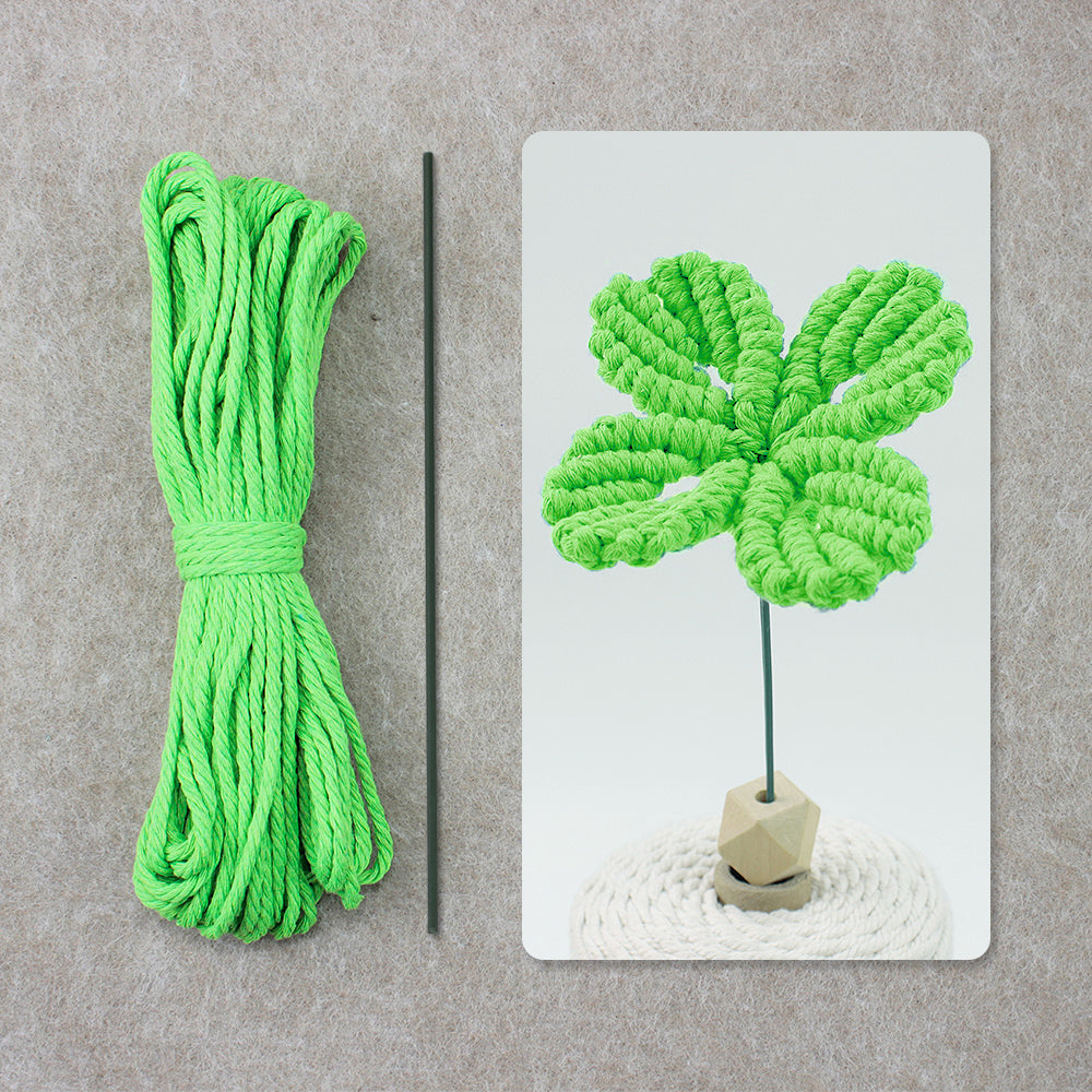 Four-Leaf Clover Macrame DIY Kit - Handmade Weaving Supplies with English Tutorial | Lucky Craft Set