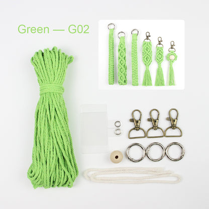 6-Piece Keychain Macrame DIY Kit - Handmade Weaving Supplies with English Tutorial | Craft Set for Multiple Keychains