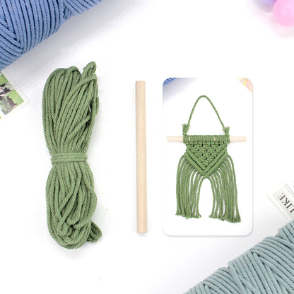 Macrame Kit Dopamine Mini Tapestry Weaving Kit | Triangle Body+Bottom Fringes | Multi-Color Option | Bedroom/Living Room Decor | Beginner-Friendly