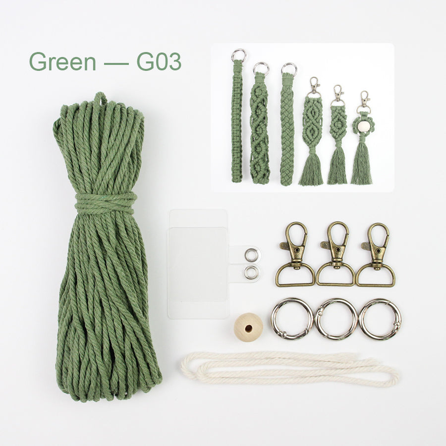 6-Piece Keychain Macrame DIY Kit - Handmade Weaving Supplies with English Tutorial | Craft Set for Multiple Keychains