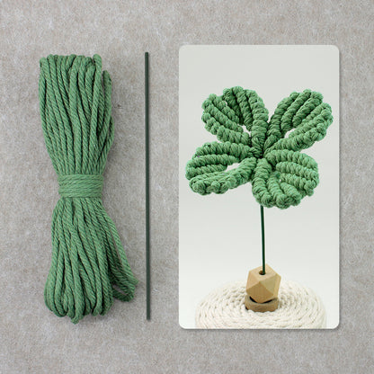 Four-Leaf Clover Macrame DIY Kit - Handmade Weaving Supplies with English Tutorial | Lucky Craft Set