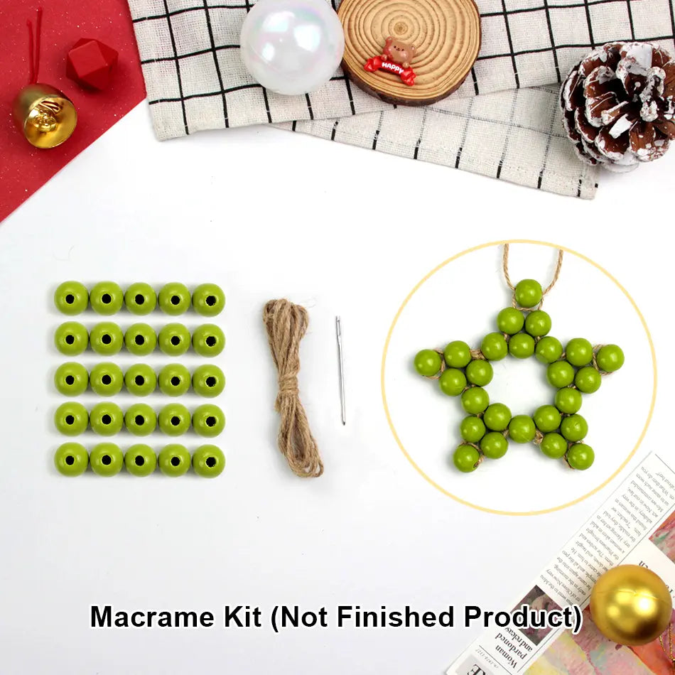 Macrame Kit for Beginners | DIY Christmas Wooden Bead Star Macrame Craft Kit