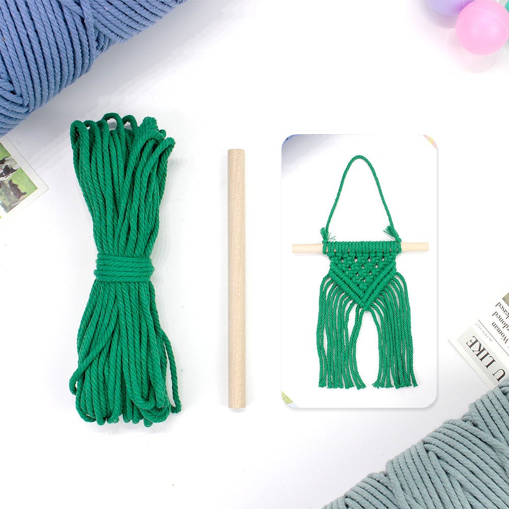 Macrame Kit Dopamine Mini Tapestry Weaving Kit | Triangle Body+Bottom Fringes | Multi-Color Option | Bedroom/Living Room Decor | Beginner-Friendly