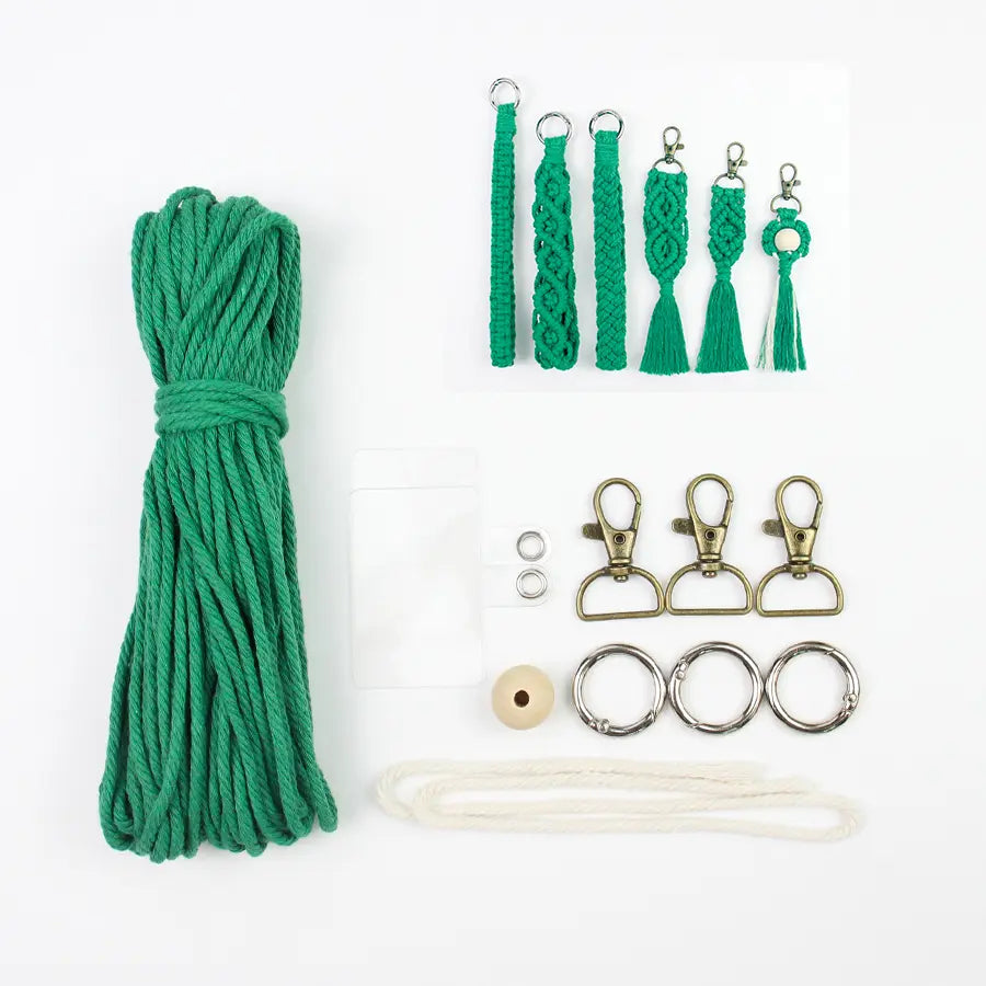 Macrame Kit for Beginners, Boho 6‑Pcs Keychain DIY Kit, Mixed‑Style Handmade Gift