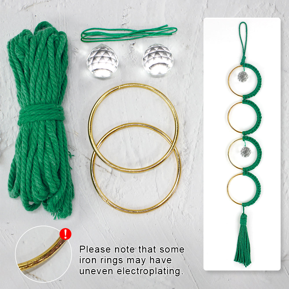 1Set DIY Semicircle Crystal Sun Catcher Macrame Kit | Polyester Fiber Home & Courtyard Decor Creative Gift for Friends