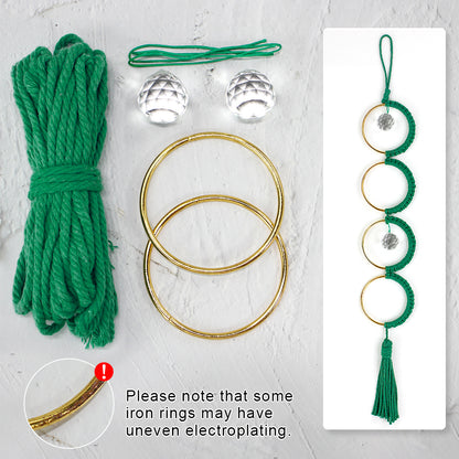 1Set DIY Semicircle Crystal Sun Catcher Macrame Kit | Polyester Fiber Home & Courtyard Decor Creative Gift for Friends
